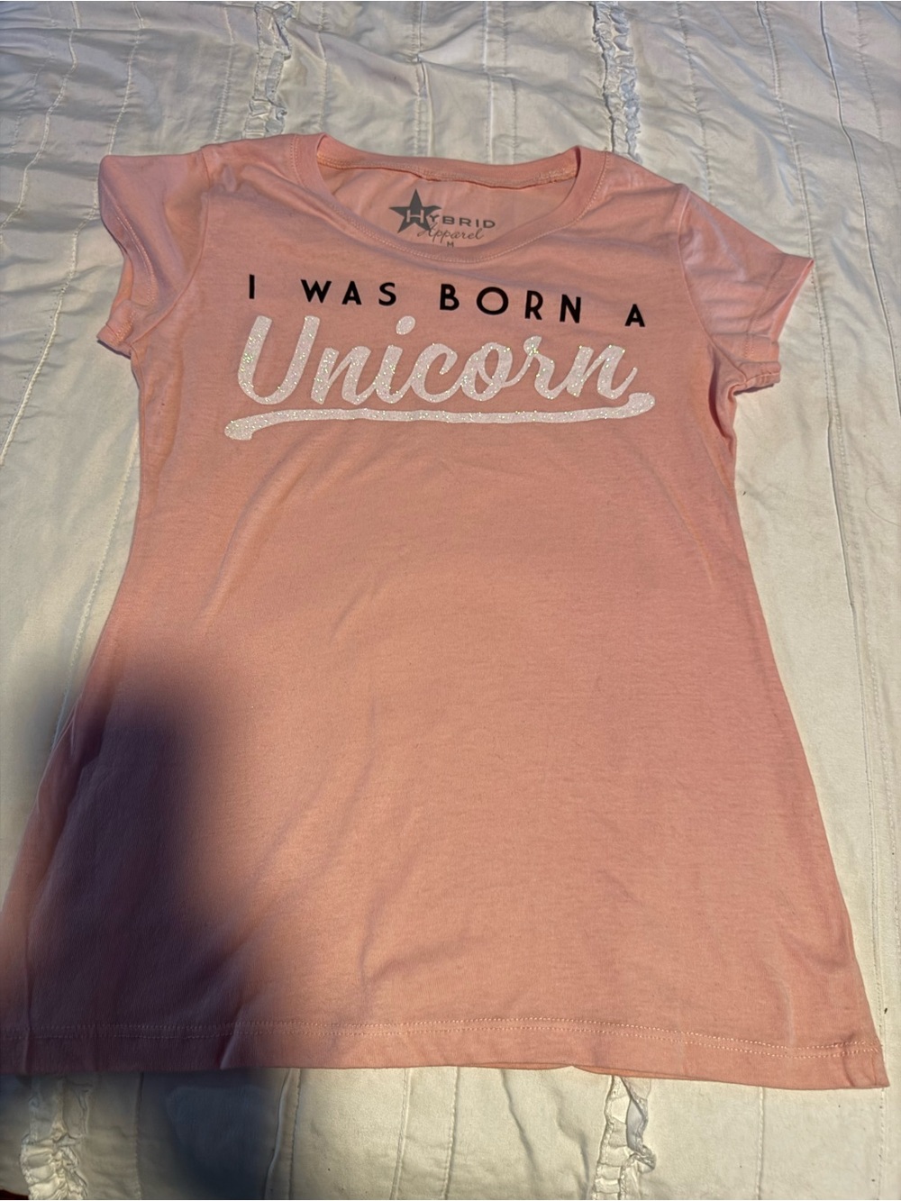 Hybrid Apparel Pink 'I Was Born a Unicorn' Graphic Tee